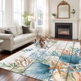 thumbnail image 2 of 5'x7' Area Rugs, Beach Coastal Indoor Outdoor Area Rug for Living Room Bedroom, Summer Nautical Coral Shell Botanical Vintage Washable Bathroom Rugs Kitchen Floor Carpet Mats Home Decor Aesthetic, 2 of 8