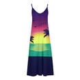 thumbnail image 5 of Summer Saving Wycnly Summer Dresses for Women Hawaiian Vacation Loose Swing Spaghetti Strap Long Sundresses 2024 Short Sleeve V-Neck Coconut Tree Print Maxi Formal Dress Purple m, 5 of 5