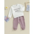 thumbnail image 3 of Bagilaanoe 2PCS Baby Girl Pants Set Toddler Letter Embroidery Long Sleeve Sweatshirt Tops + Sweatpants 3M 6M 12M 18M 24M 3T Kids Casual Sweatsuits, 3 of 9