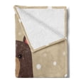 thumbnail image 2 of Cartoon Soft Flannel Fleece Throw Blanket, Bear Wearing Red Scarf Under Snow Winter Cold Weather Kids Playroom Print, Cozy Plush for Indoor and Outdoor Use, 70" x 90", Brown Sand Brown, by Ambesonne, 2 of 5