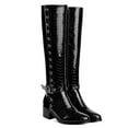 thumbnail image 5 of Ferwind Women's Long Boots Two-Tone Contrast Perforated Stud Accents Adult Black  9.5, 5 of 8