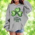 thumbnail image 2 of IWRICH Happy St. Patrick's Day Hoodies for Girls Printed Shamrock Sweatshirts Saint Patrick's Tops,Size 3-14 Years Grey 150, 2 of 4