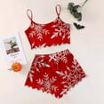 thumbnail image 2 of Bridal Pajama Set – Women’s Silk Button Sleepwear Women's Christmas Snowflake Print Sleeveless Top & Shorts Pajama Set Cozy 2 Piece Wear, 2 of 5