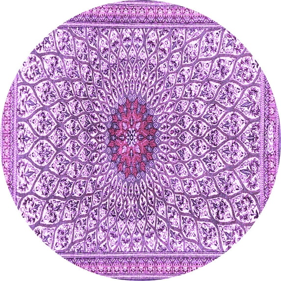 Ahgly Company Indoor Round Medallion Purple Traditional Area Rugs, 6' Round