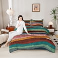 thumbnail image 3 of Feelyou Retro Stripes Full Size Comforter Sets, Abstract Line Bedding Sets, 3pcs, 3 of 7