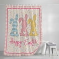 thumbnail image 4 of Easter Small Stall Shower Curtain, Waterproof Shower Curtains for Bathroom, Colorful Polka Dot Bunny Vintage Pink Checkered Plaid Washable Fabric Bath Curtain for Bathtub with Hooks 36x72 Inches, 4 of 9