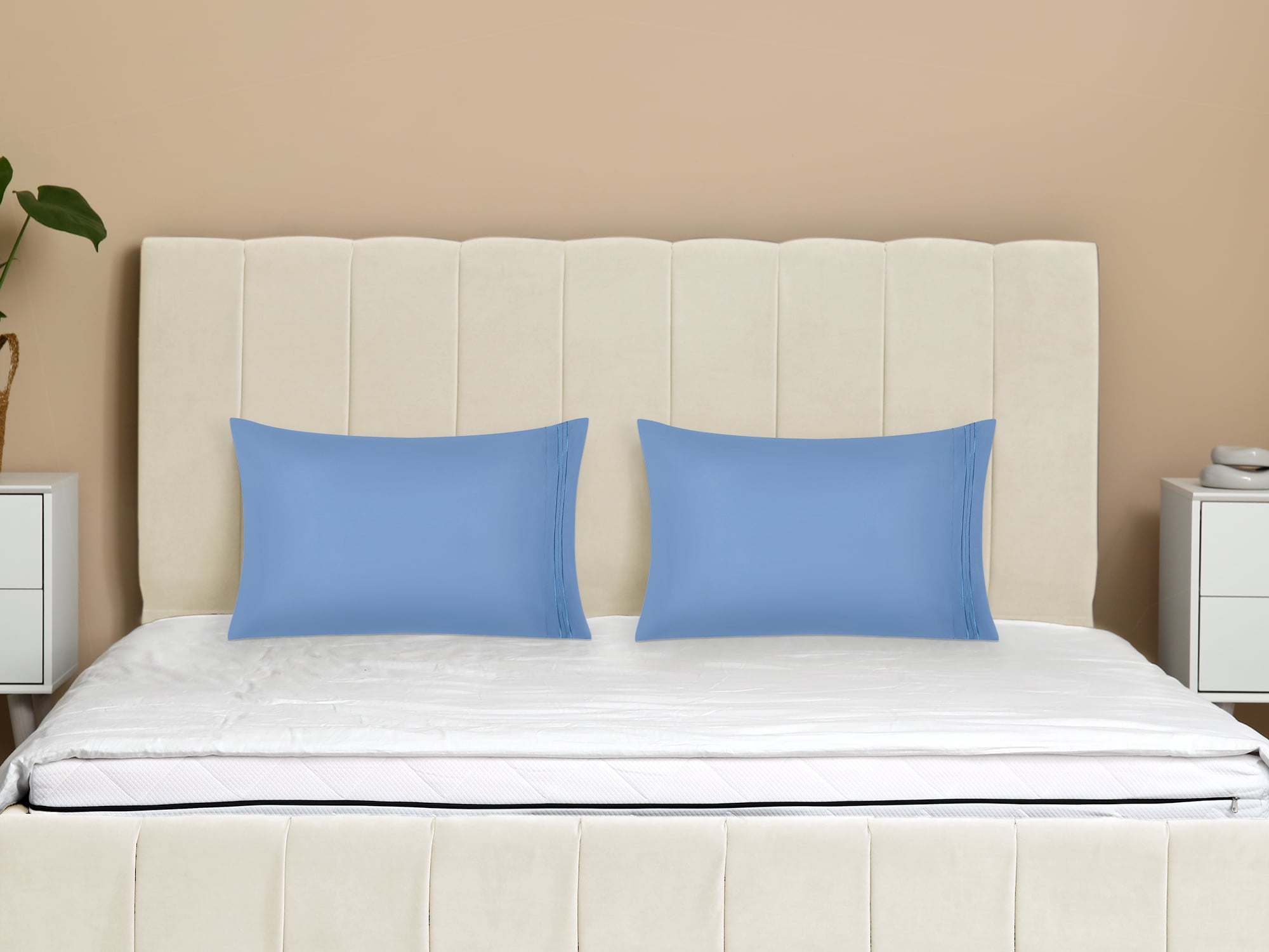 Unique Bargains 2 Pack Polyester Pillow Cases Pillow Covers Queen Blue Gray