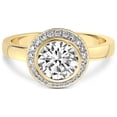 thumbnail image 3 of 5 Carat IGI Certified Round Shape Lab Grown Diamond Engagement Ring | 14K Yellow Gold |Upturned Dome Bezel Halo Diamond Ring | FG-VS1-VS2 Quality Friendly Diamonds, 3 of 5