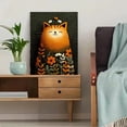 thumbnail image 5 of Green Orange Cat Illustration Canvas Happiness Quote Cottagecore Classroom Wall Decor, 5 of 8