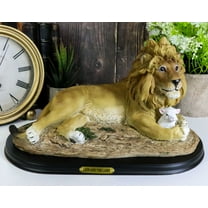 Christian Inspirational Lion and The Lamb Statue With Base And Brass Plate Title