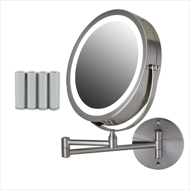 Ovente Lighted Wall Mount Makeup Mirror, Wall Mount Makeup Mirror 10x
