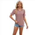 thumbnail image 1 of Blusas Informales Elegantes para Mujer, Camisas con Cuello de Solapa, Blusas de Verano Informales de Negocios A , Gris Rosa S, 1 of 9