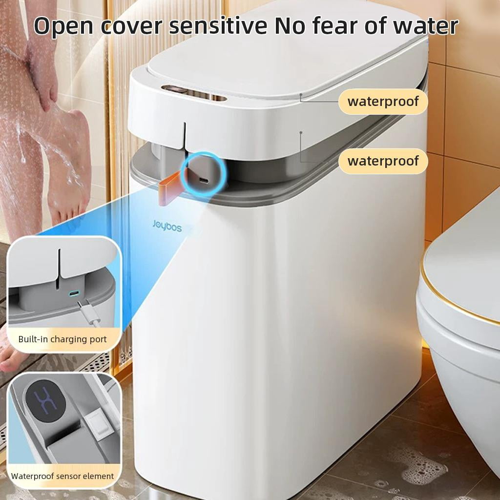Joybos Small Trash Can, Motion Sensor Wastebasket, Slim Garbage Bin with One-Touch Auto Bagging & Odor Sealing, 2.2 Gallon