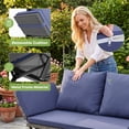 thumbnail image 4 of Devoko Patio Wicker Daybed with Adjustable Armrest, Outdoor PE Rattan Sofa Bed for All-Weather Use,Gray and Blue, 4 of 7