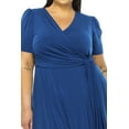 thumbnail image 5 of MOA Collection Women's Plus size Stylish Solid Faux Wrap Dress with Deep V-Neck, 5 of 5