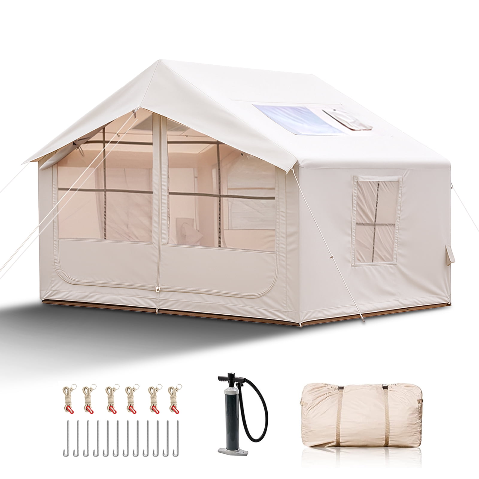Inflatable Tent for Camping - 6-8 Person Ultra-Quick Setup Blow Up Tent,80.73 Square Feets 4 Season Inflatable Tent with Stove Jack, Inflatable Camping Tent Portable for Outdoor, Waterproof