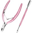 thumbnail image 1 of TEMOGU-Cuticle Trimmer with Pusher and Scissors, Remover Professional Durable Pedicure Manicure Tools, Stainless Steel Cuticle Nipper Cutter Clipper Nail Tools (Pink Pusher), 1 of 4