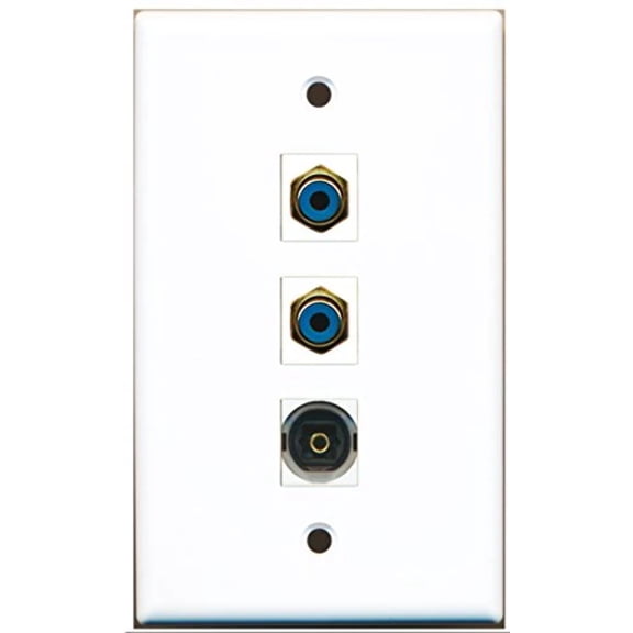RiteAV - 2 Port RCA Blue and 1 Port Toslink Wall Plate