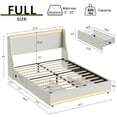 thumbnail image 2 of VECELO Full Bed Frame with LED Lights Beige Metal Frame Queen Platform Bed with 2 Storage Drawers, Charge Station, USB Ports, Upholstered Headboard,Beige, 2 of 13
