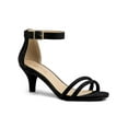 thumbnail image 1 of BLISSFUL STEP Sandales pour Femmes en Faux Suède à Bride à la Cheville à Talon Kitten à Enfiler à Brides Unies Noir 6,5, 1 of 8