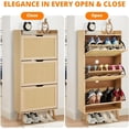 thumbnail image 2 of Ourlova Shoe Cabinet Hidden Shoe Storage with 3 Flip Rattan FlipDrawer and AntiTip Design Shoe Cabinet 1820 Pairs Storage Organizer MDF Frame, 2 of 7