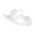 thumbnail image 5 of Cowboy Hat Cowgirl Hats Wide Brim Decoration Cap Sequins Headwear Sun Hat Jazz Hat for Bridesmaid Bride Girls Men Women Beach White, 5 of 8