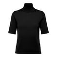 thumbnail image 4 of MIXUE Womens Summer Tops Knitted Solid Color Round Neck Short Sleeve Fashion Casual Elastic Slim Tight Formal Shirts For Women Tee Shirts Activewear,Black,L, 4 of 4