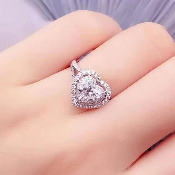 APIPEE 925 Sterling Silver Heart Ring for Women 2025 Fashion cubic Zirconia Engagement Rings Promise Wedding Jewelry Gift for Her