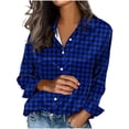 thumbnail image 2 of Bixock Summer Women's Tops Long Sleeve Shirts for Women Plaid Print Satin Button Down Shirts for Women Collar Casual Dressy Blouse Tops, 2 of 6
