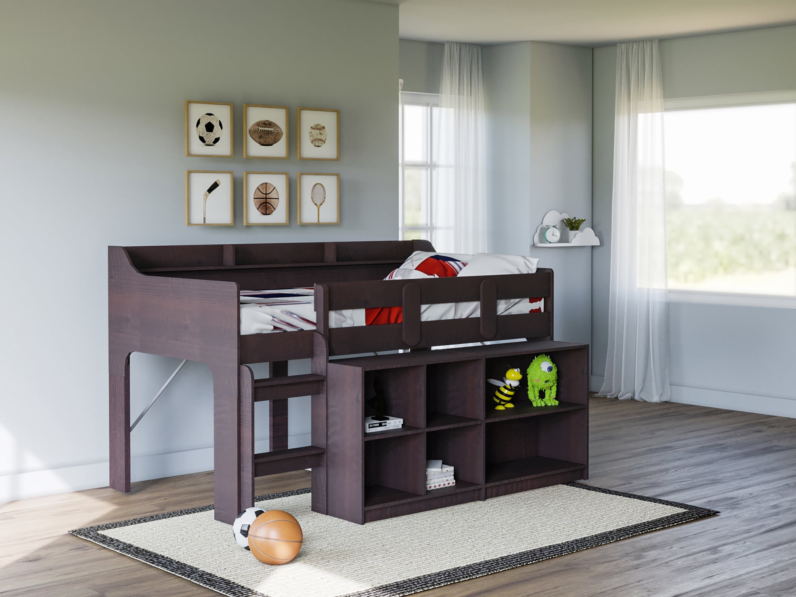BK Furniture Hamilton Loft Convertible Bed, Espresso