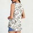 thumbnail image 4 of Women's Floral Tank Tops Crew Neck Sleeveless Irregular Hem Tunic Blouse Summer Casual Outfits Loose Fit (M, Khaki), 4 of 6