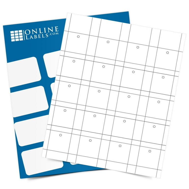 Online Labels - Printable Square Tags - 1.5 x 1.5 - Cardstock - Pack of  2,000, 100 Sheets - Inkjet/Laser Printer 