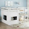 thumbnail image 3 of Harper & Bright Designs Full Size Loft Bed with Chalkboard and Built-in Bookshelf, Wood Loft Bed Frame with Ladder and Guardrails for Boys and Girls, White, 3 of 12