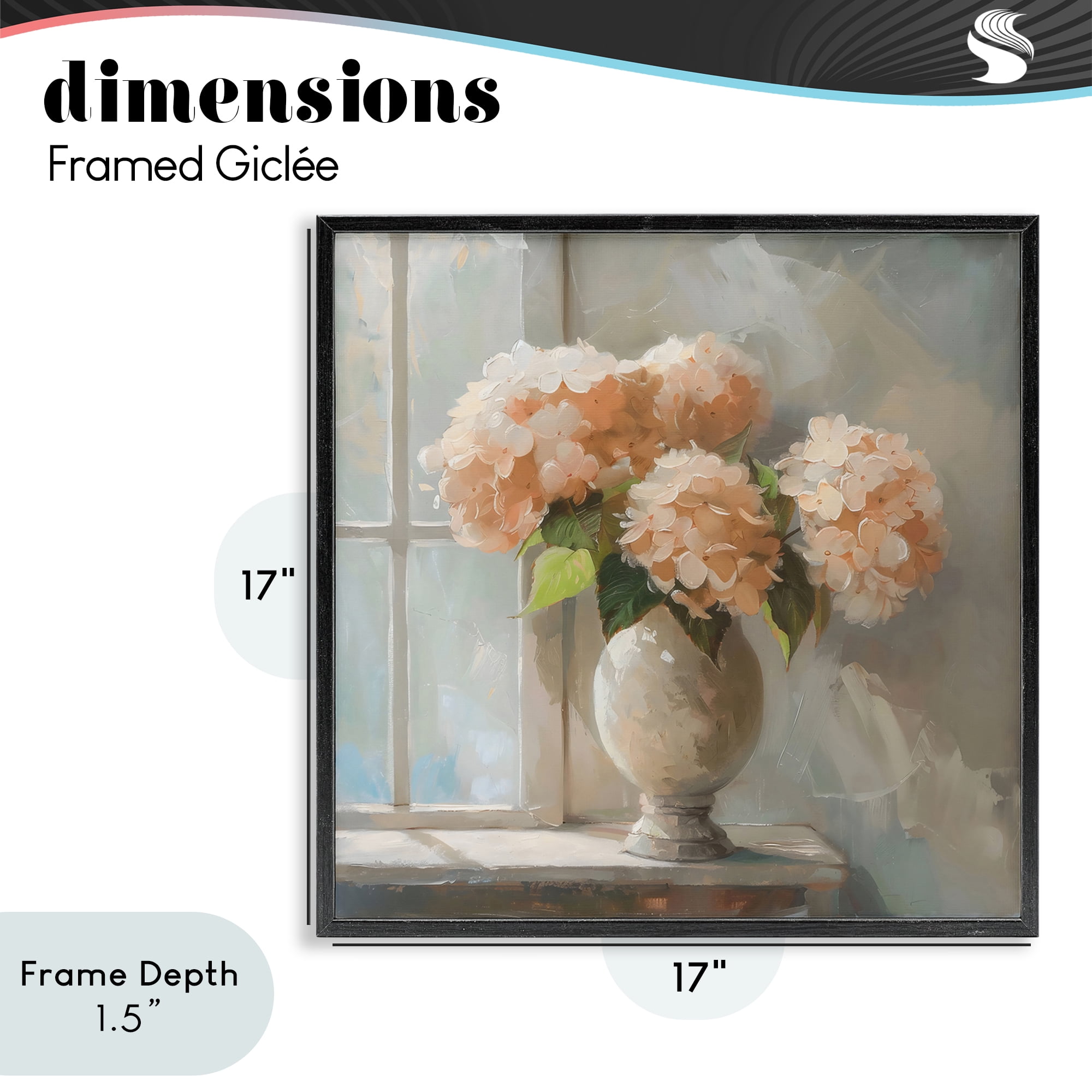 Stupell Industries Pink Hydrangea in Sunlit Vase Black Framed Giclee Art, design by Creative Studio