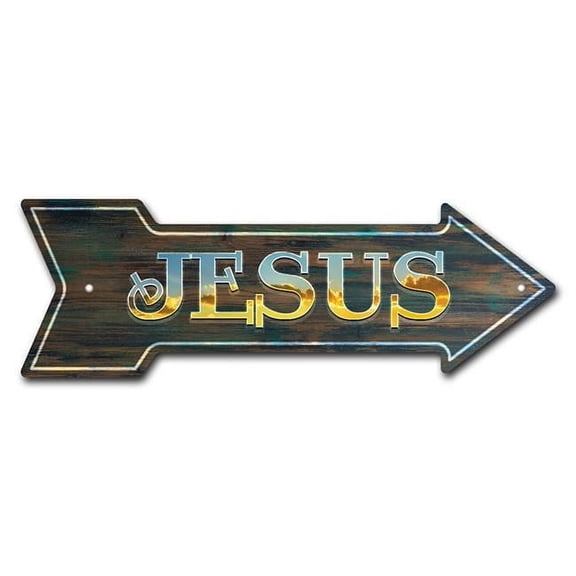 Jesus Arrow Sign | Indoor/Outdoor | Direction Arrow Sign Funny Home Décor for Garages, Living Rooms, Bedroom, Offices | SignMission personalized gift | 30" Wide