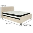thumbnail image 4 of BizChair Full Size Three Button Tufted Upholstered Platform Bed in Beige Fabric with Mattress, 4 of 6