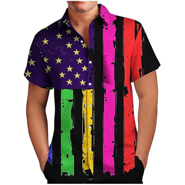 Mens Casual Botón Arriba Camisas Manga Corta Hombre Ropa de Cama de Manga Corta Botón Abajo Camisas Hombres Vintage Camisa de Boliche Cuba Playa Verano Botón Arriba