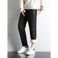 thumbnail image 2 of Pantalones de algodón de lana de cordero de invierno para hombre, ropa exterior de invierno extra grande, pantalones casuales rectos, holgados y cálidos con tobillos atados, 2 of 5