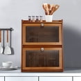 thumbnail image 4 of Brown Bamboo Acrylic Lockers 15.7x11x19.7-Inch 3-Story Trapezoidal Storage Cabinets Magnetic Storage Cabinets, 4 of 10
