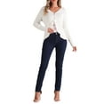 thumbnail image 2 of Suéter cárdigan de manga larga INSPIRE CHIC para mujer con botones, volantes y escote en V XL blanco, 2 of 6