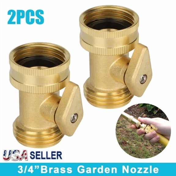 PURELY- 2Pcs Brass Garden Hose Shut Off Valve Kit Water Pipe Faucet Connector Handy 3/4"