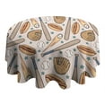 thumbnail image 4 of Beige Baseball Items Pattern Round Tablecloth 60"x60",Wrinkle Wipeable Table Cloth for Kitchen Dining Room Picnic Patio Party, 4 of 6
