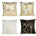 thumbnail image 1 of Fundas de almohada decorativas en negro y dorado, 45x45cm, fundas de cojín para sofá, decoración del hogar, funda de almohada para sala de estar, Juego de 4 Sincero Electrónica, 1 of 5