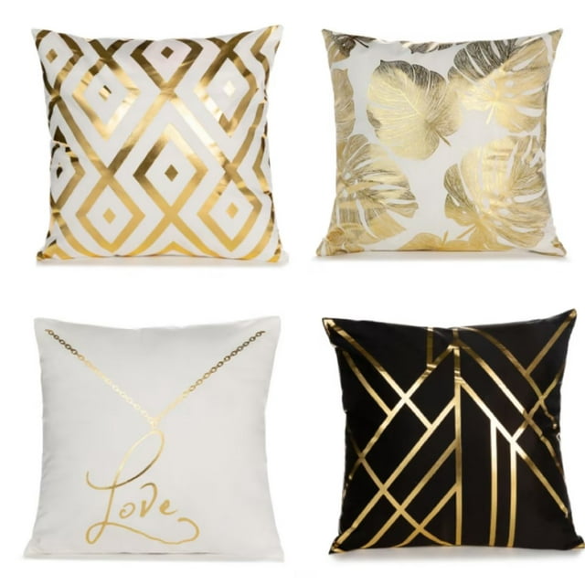 Fundas de almohada decorativas en negro y dorado, 45x45cm, fundas de cojín para sofá, decoración del hogar, funda de almohada para sala de estar, Juego de 4 Sincero Electrónica