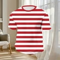 thumbnail image 6 of sckarle Big and Tall Men Oversized T Shirts Short Sleeve Striped Print Workout Shirt Loose Fit Crewneck Summer Tee Shirt Red,M, 6 of 7