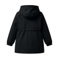 thumbnail image 5 of Kids Rain Jacket Boys Girls Size 12-14 Waterproof Lightweight Raincoats Rain Jacket Girls Zip up Button Outdoor Windbreaker Cinched Waist Jackets with Hood Black 12-13 Years, 5 of 6