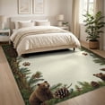 thumbnail image 3 of ODIKA 8'x10' Washable Area Rug Cabin Bear Paw Print Rustic Pinecone Lattice With Wildlife for King Size Bedroom Under Bed, Master Suite, Non-Shedding, Easy Care, 3 of 7