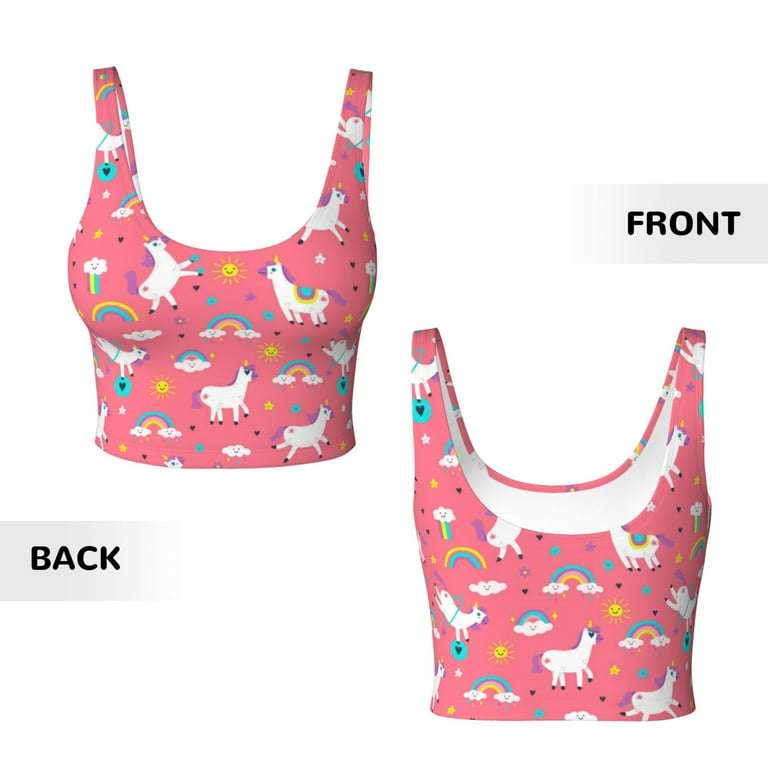 Outlet Rainbow Unicorn Padded Sports Bra