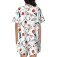 thumbnail image 6 of Susaid Tulips Flowers Print Women's Pajama Set, Button-Up Sleepwear with Elastic Waist Shorts, Perfect for Lounging, Yoga, Beach, and Casual Wear-4X-Large, 6 of 7