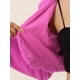 thumbnail image 5 of Abrigo de piel sintética de manga larga sin cuello, chaqueta corta con parte delantera abierta y corta para mujer Rosa Caliente S, 5 of 6